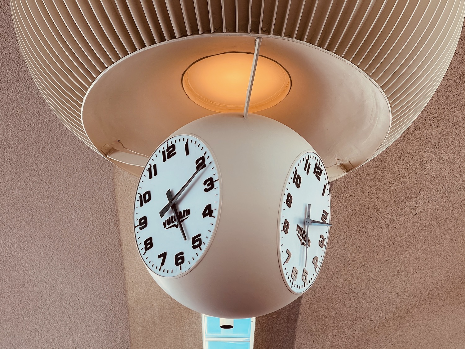 a clock from a ceiling