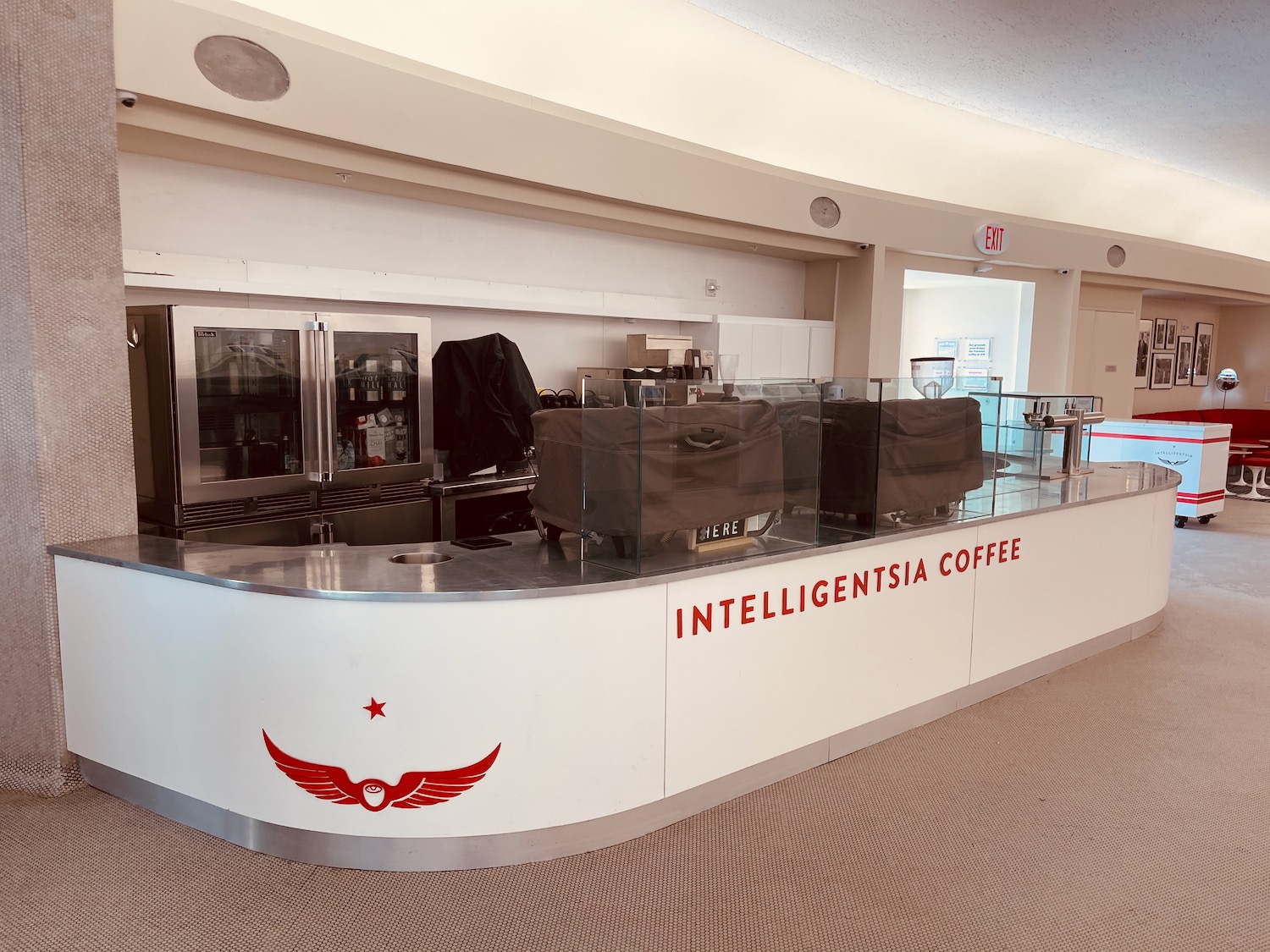 a coffee counter in a building