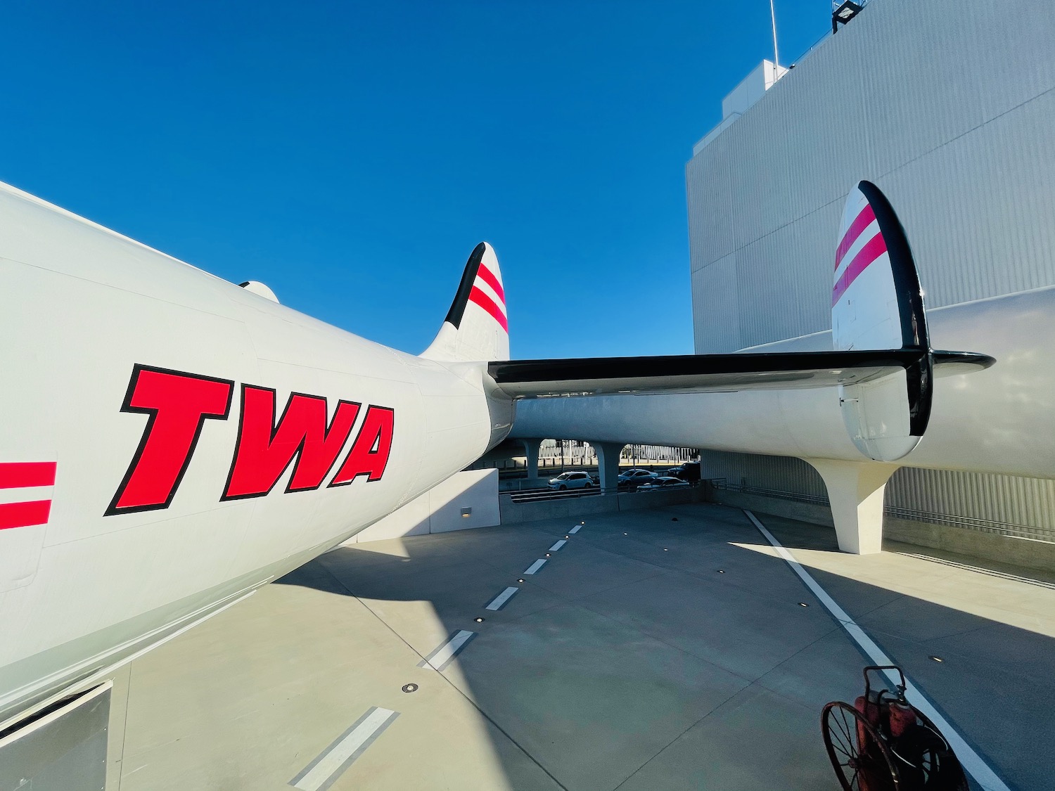 a plane with red text on it