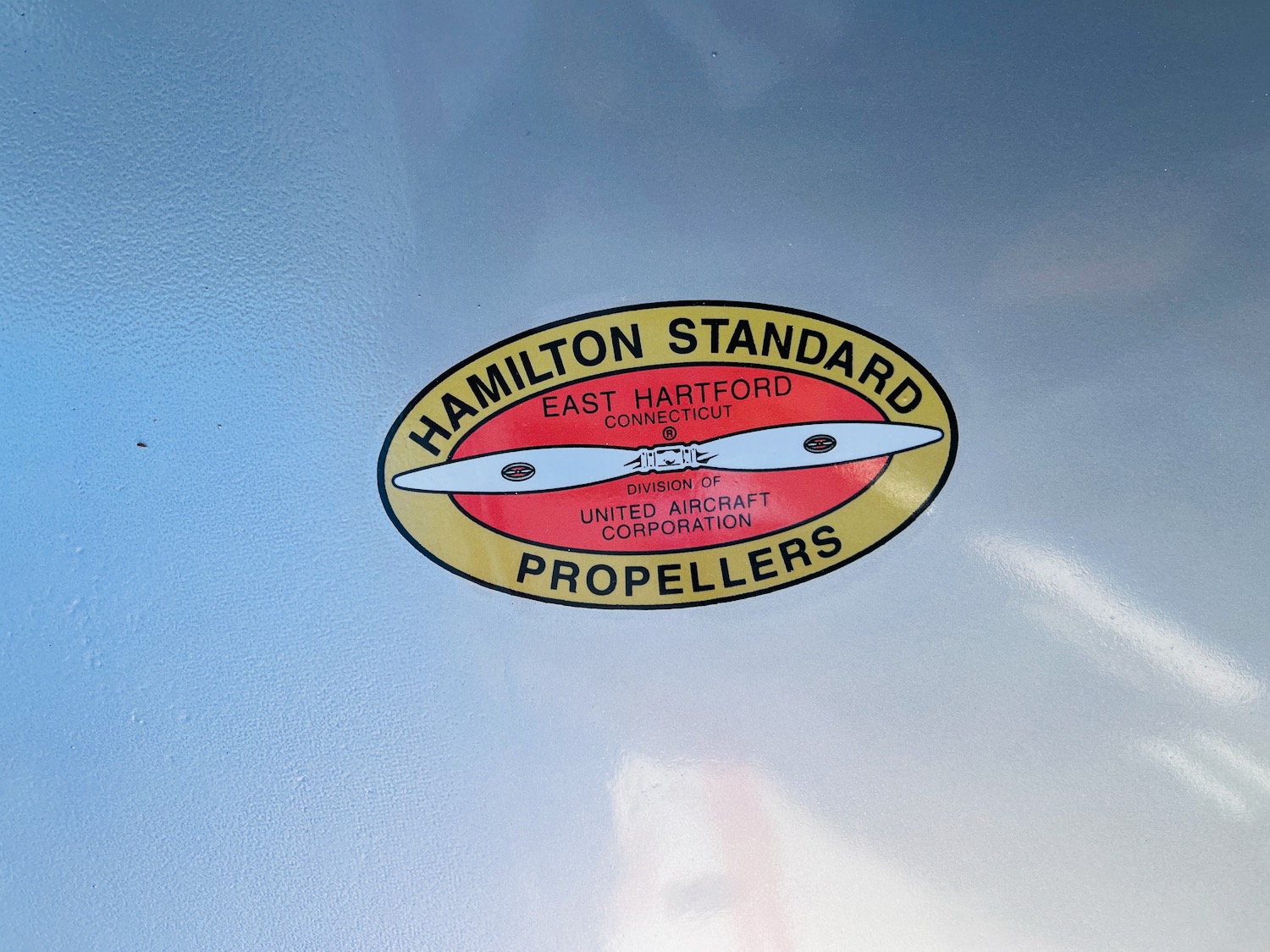 a sticker on a plane