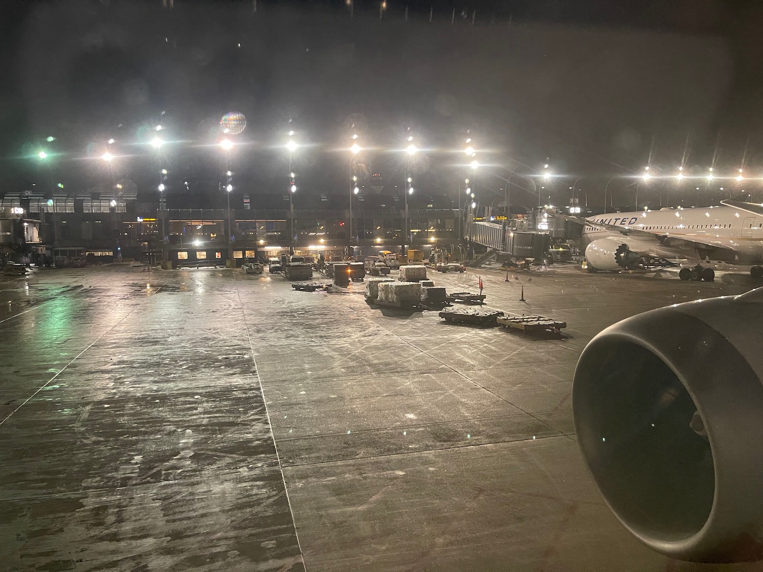 an airport at night