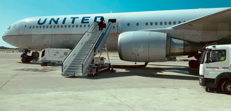 a plane with a staircase