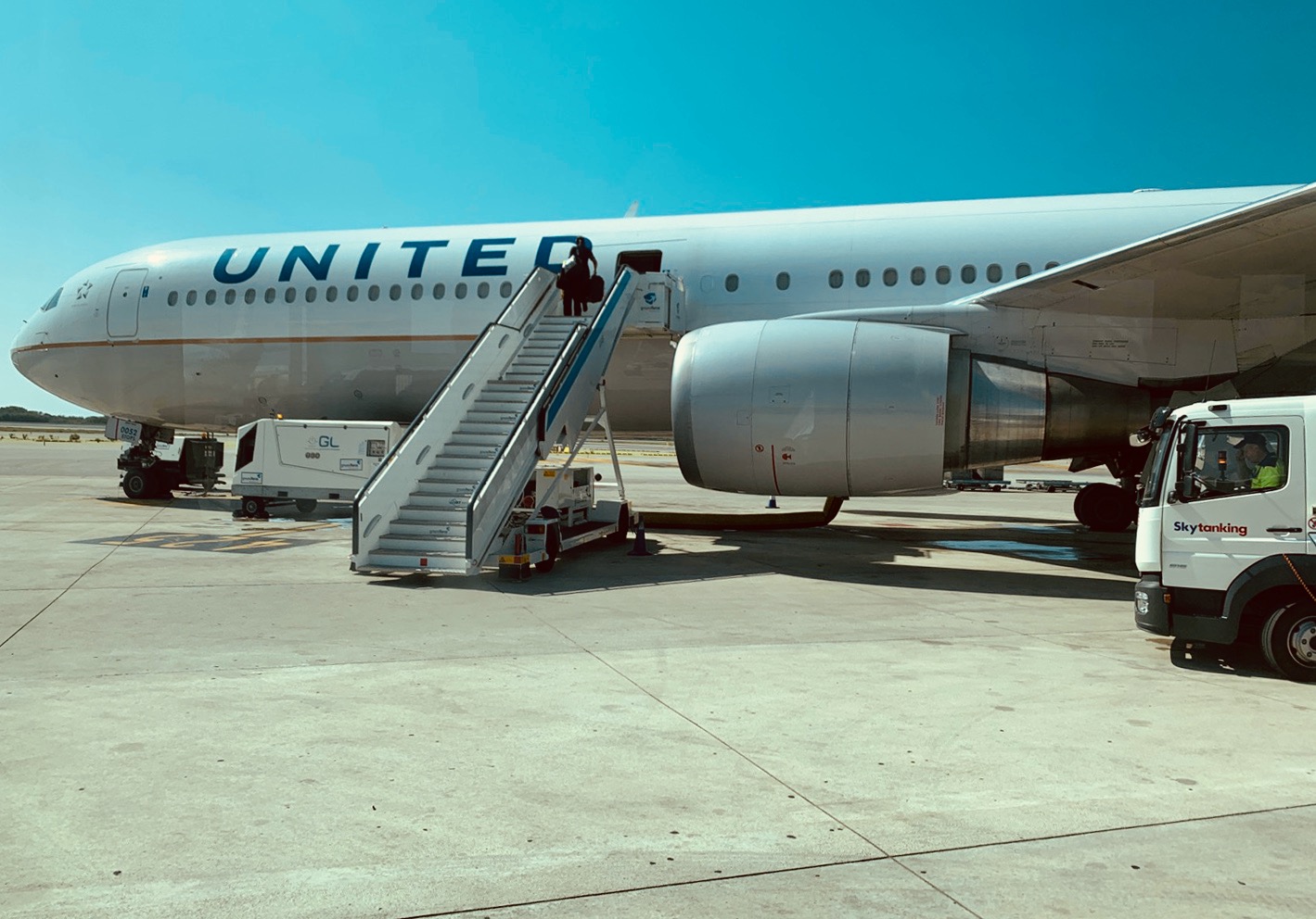 a plane with a staircase