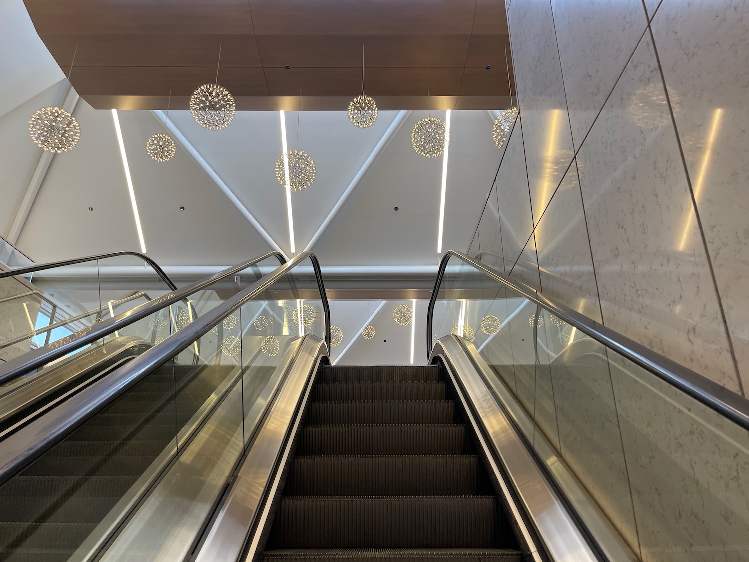 an escalator in a building