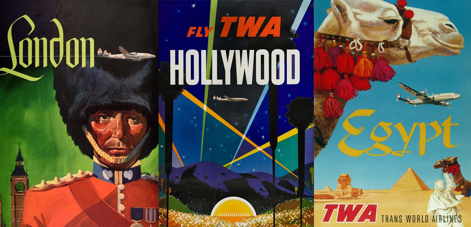 Vintage TWA Travel Posters - Live and Let's Fly