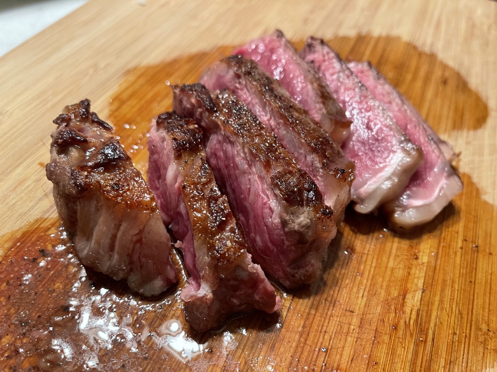 Wagyu New York strip sliced