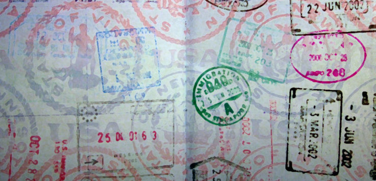 a passport with stamps and numbers