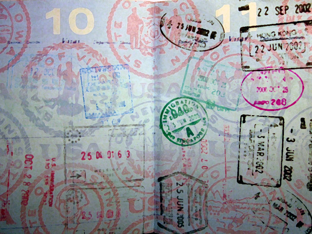 a passport with stamps and numbers