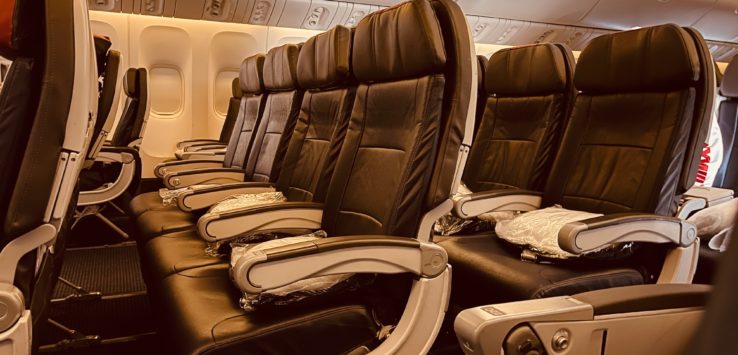 a row of seats in an airplane