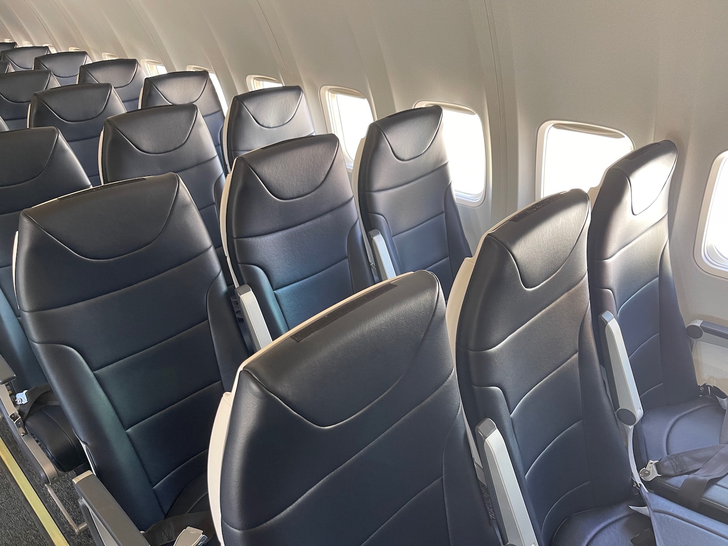 a row of seats in an airplane