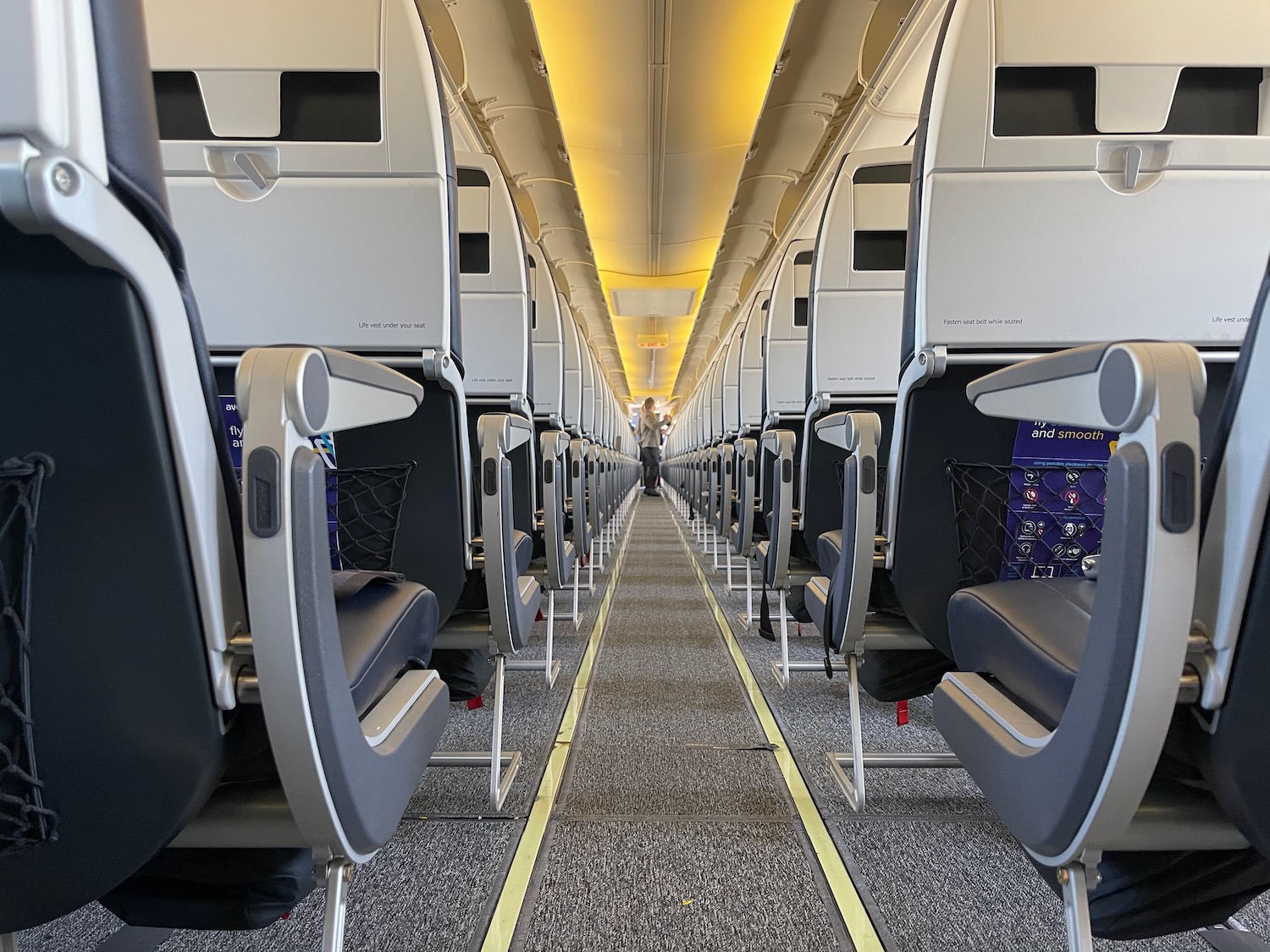 a row of seats in a plane