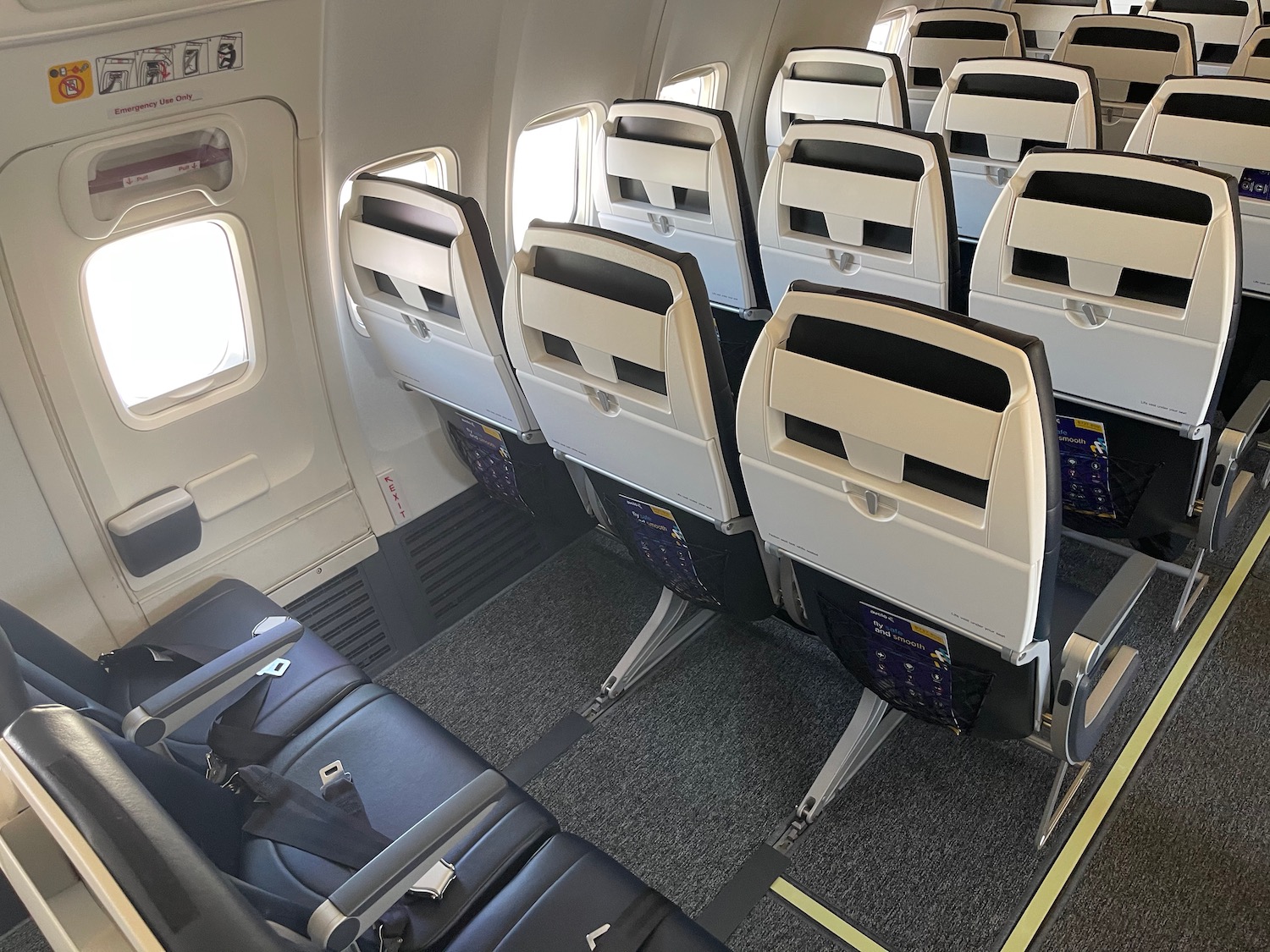 a row of seats in an airplane