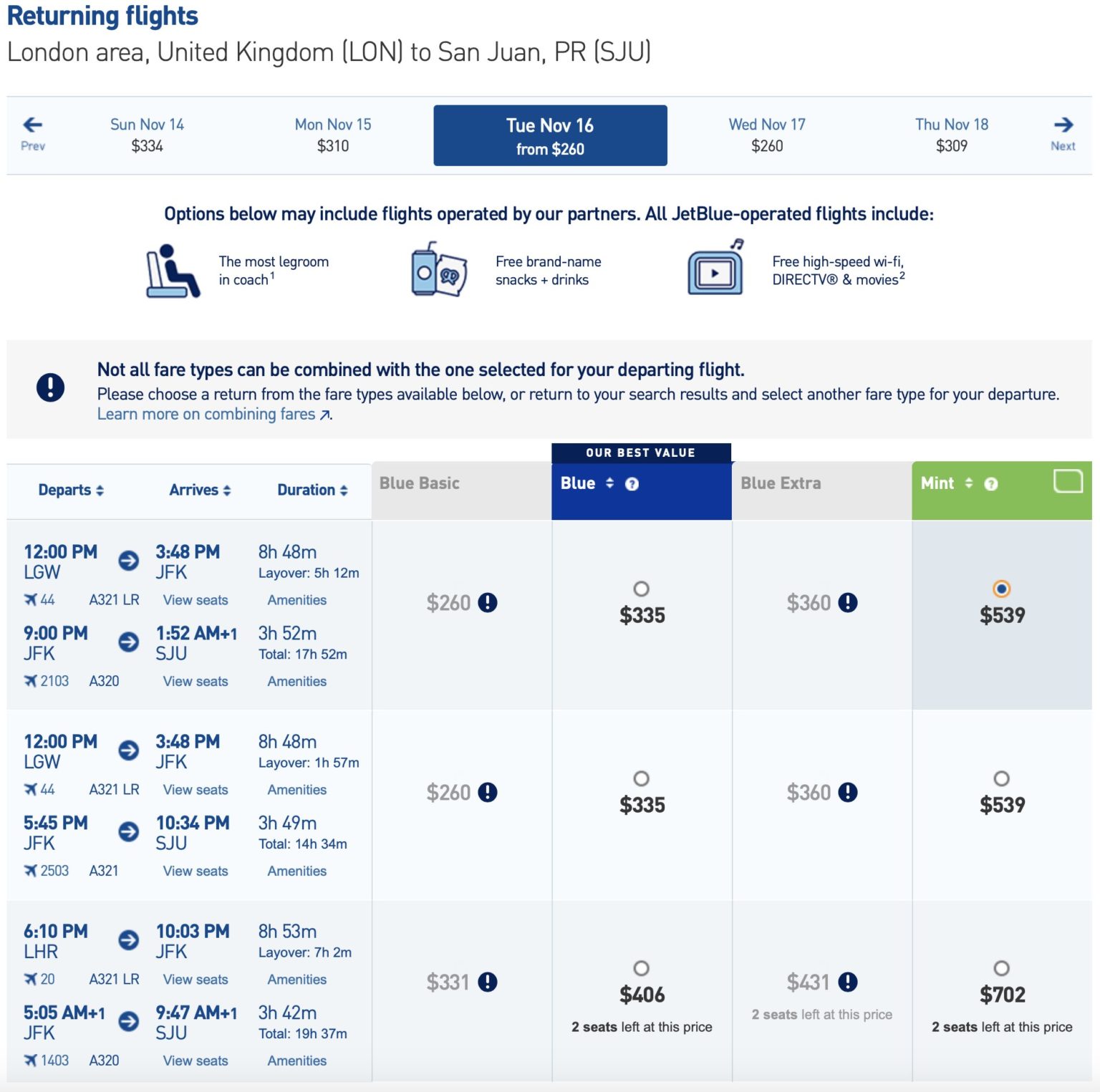 Hot Deal JetBlue Mint Business Class To London 795 Round Trip