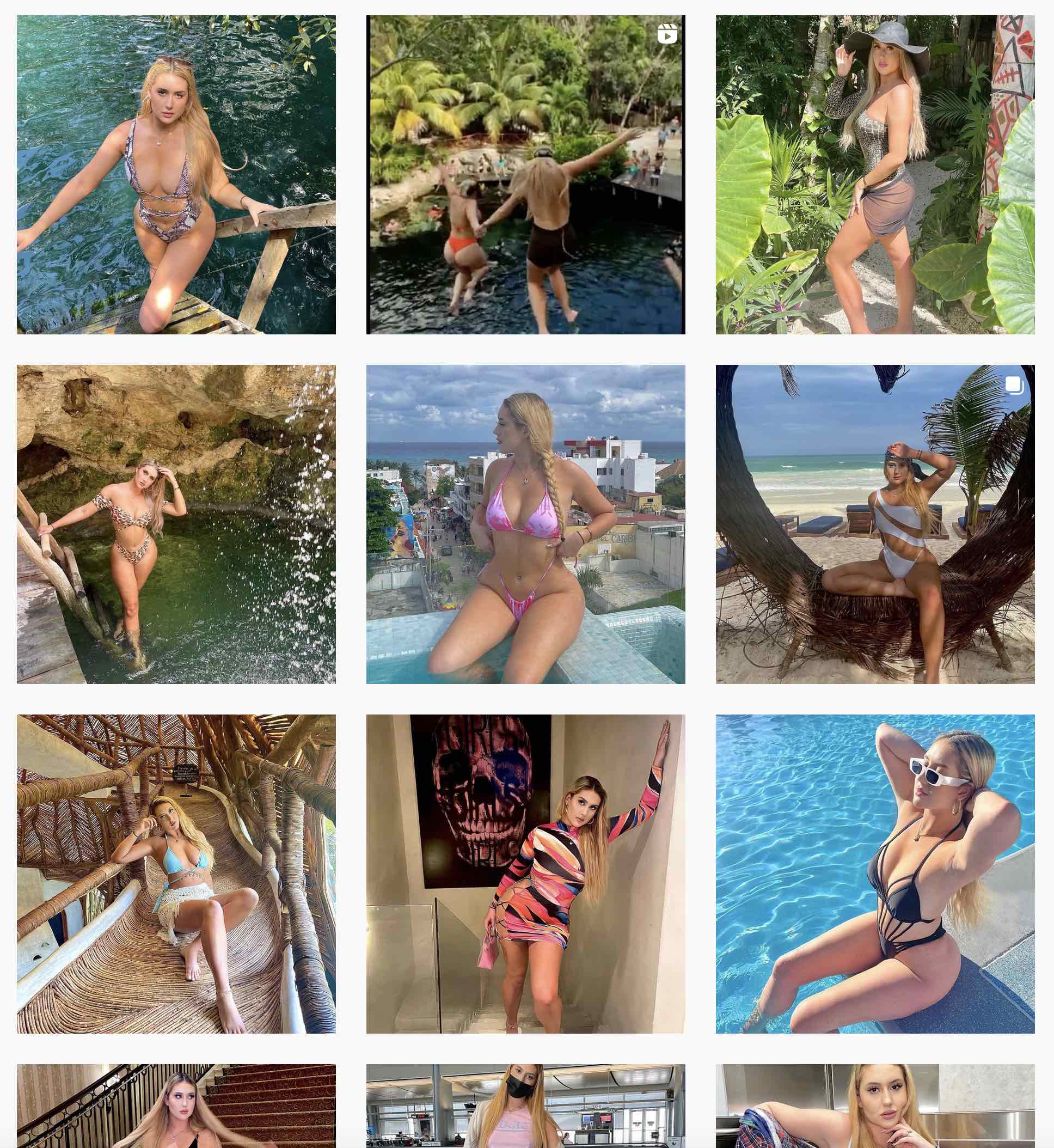 a collage of a woman in a swimsuit