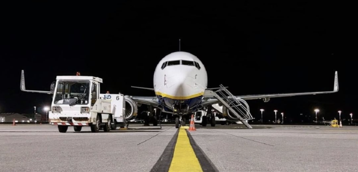 a plane on the runway