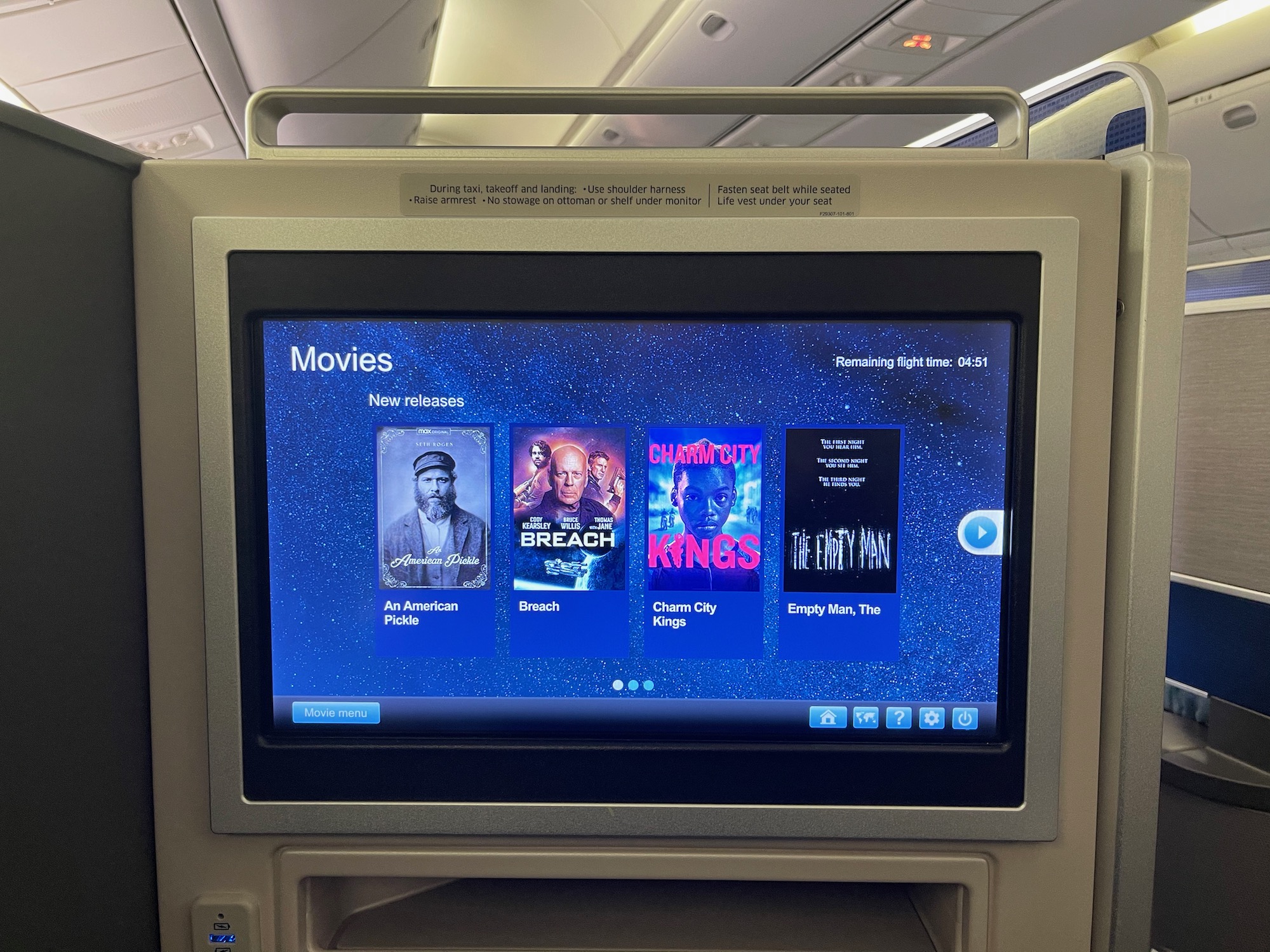 a screen on a plane