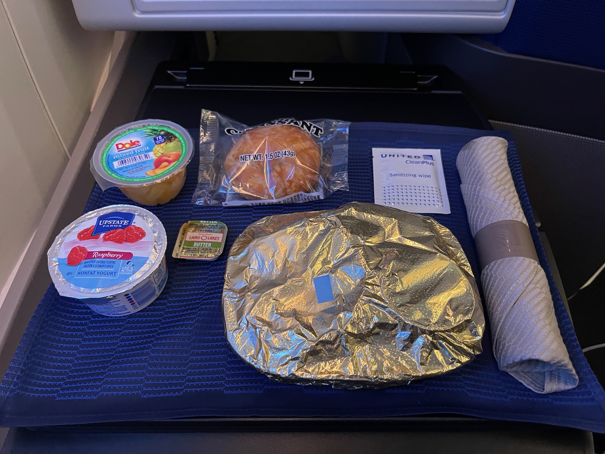 food on a seat in an airplane