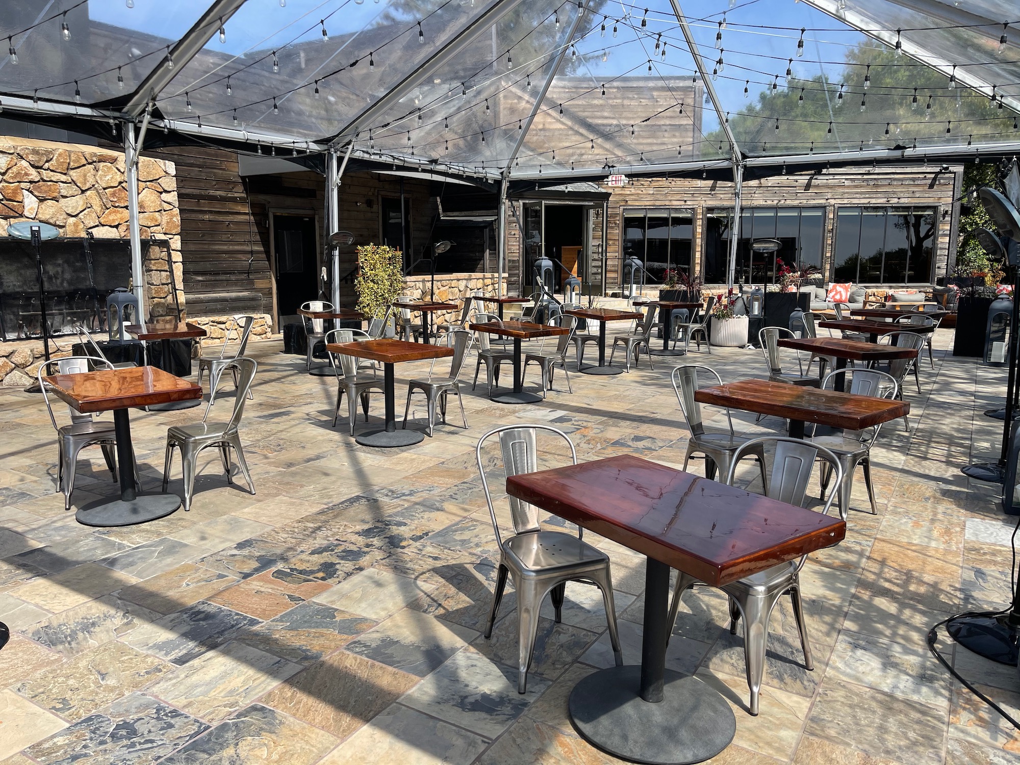 tables and chairs outside a restaurant