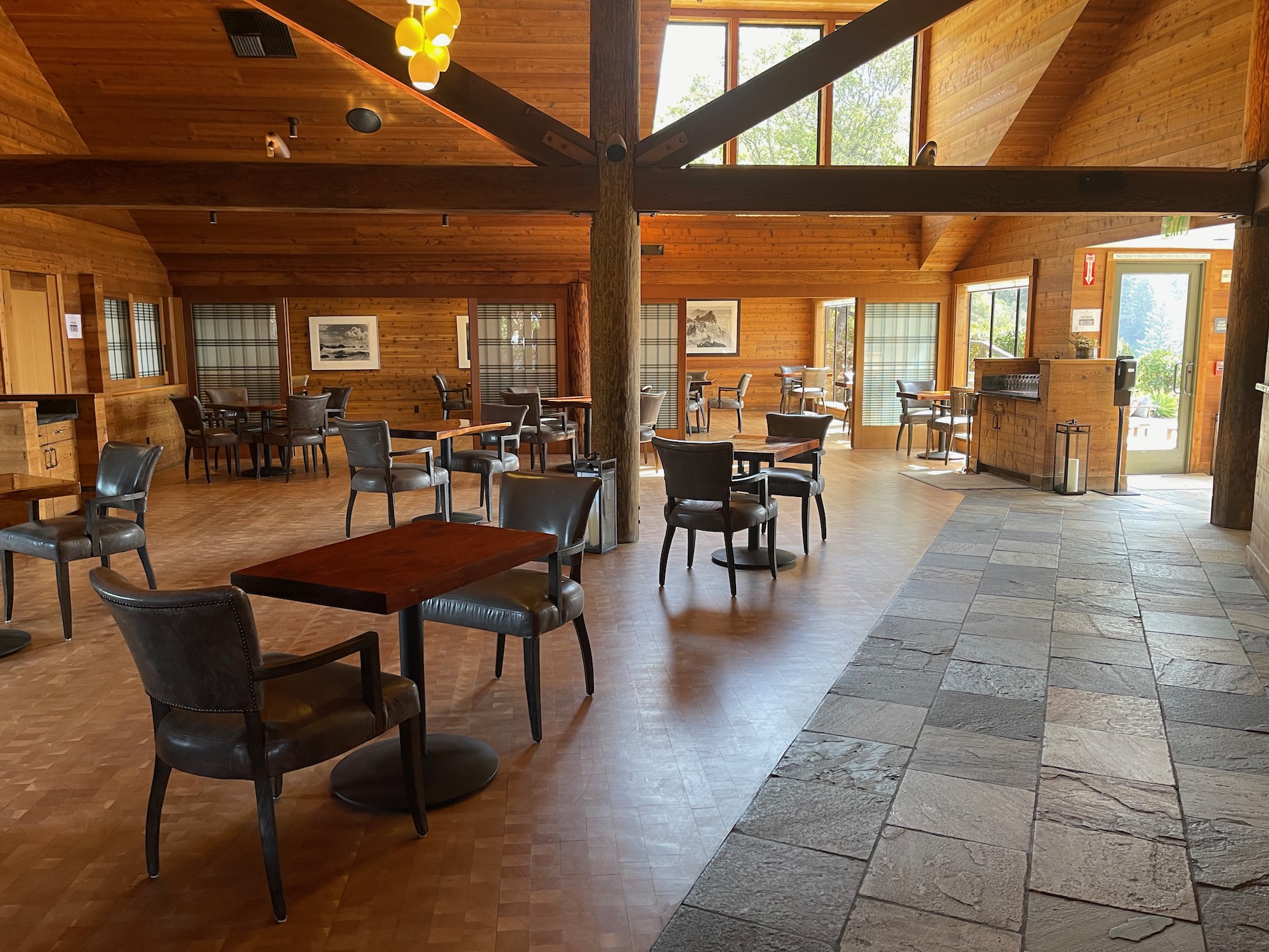 a room with tables and chairs