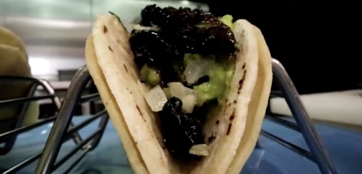 a taco with prunes and onions