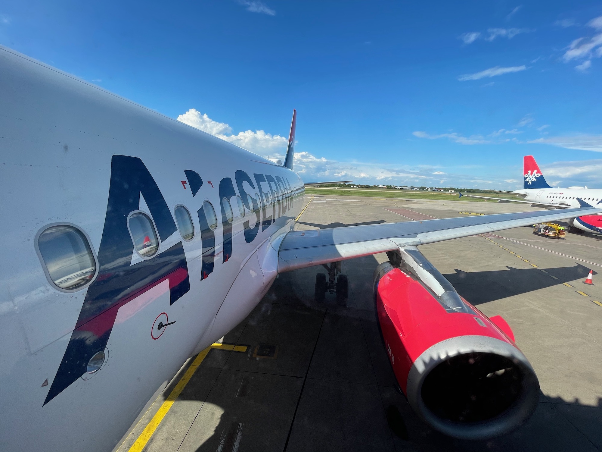 a plane on the runway