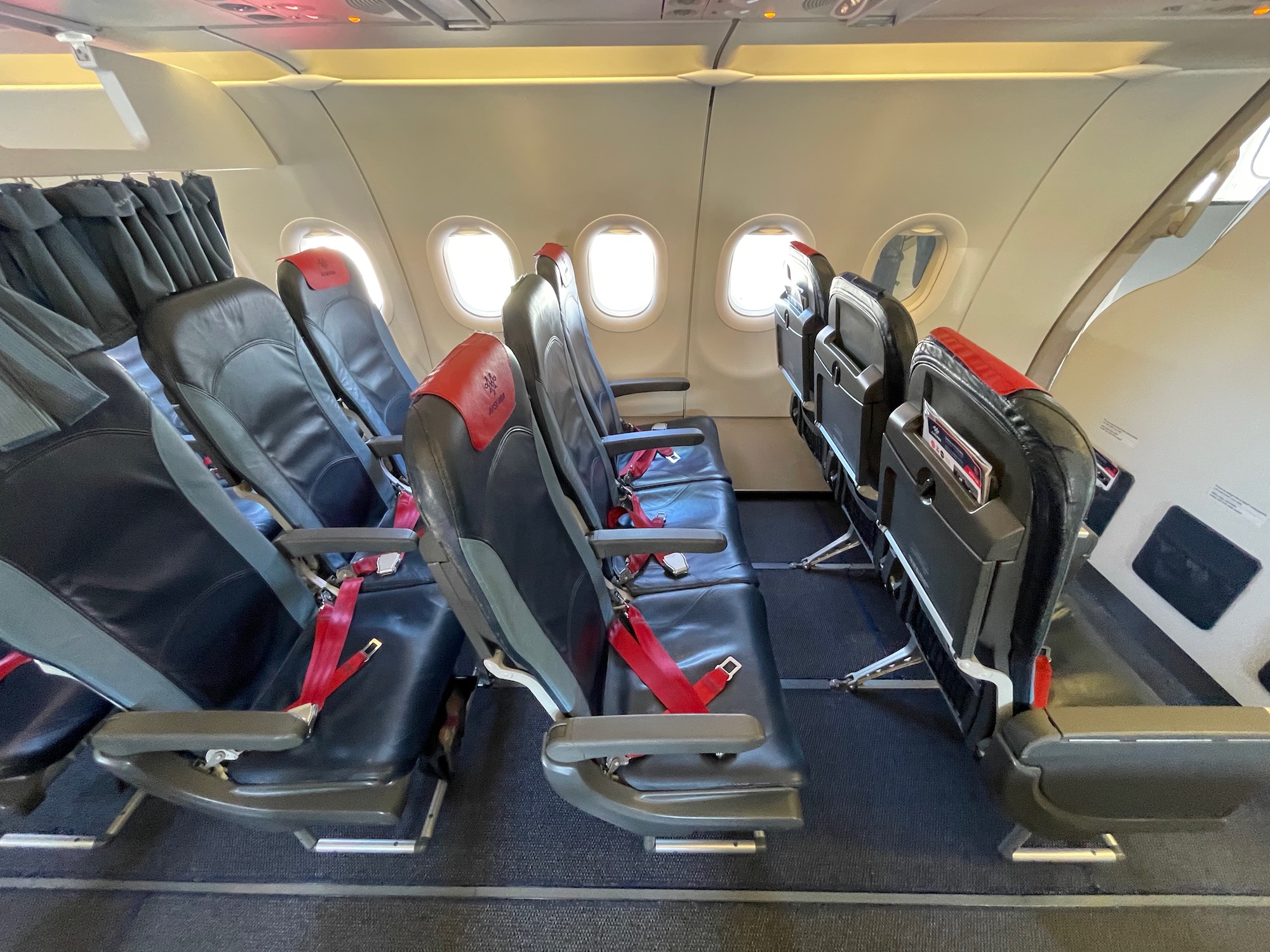 a row of seats in an airplane