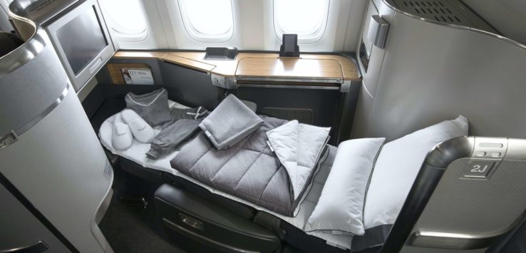 a bed in an airplane