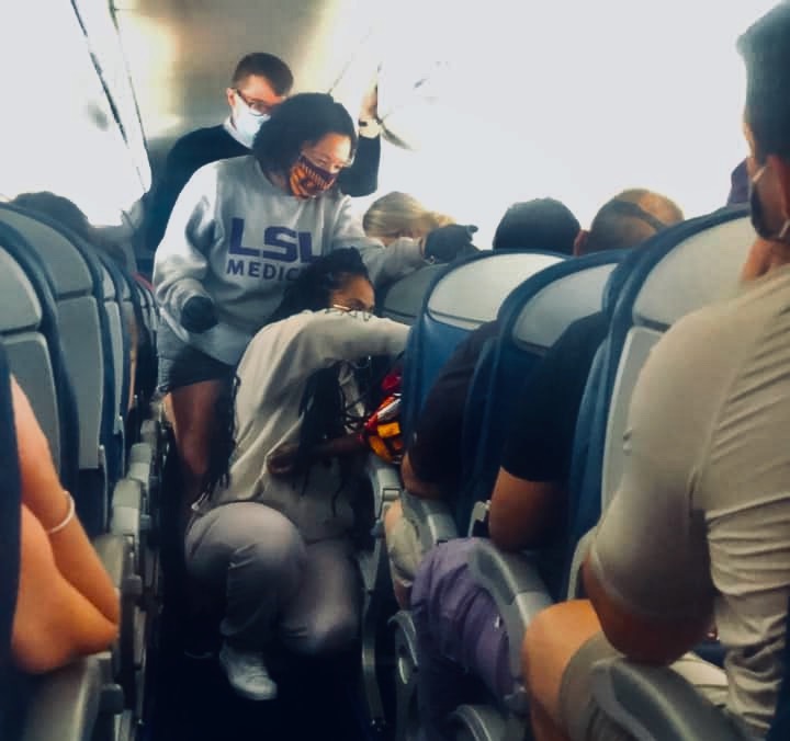 a group of people on an airplane