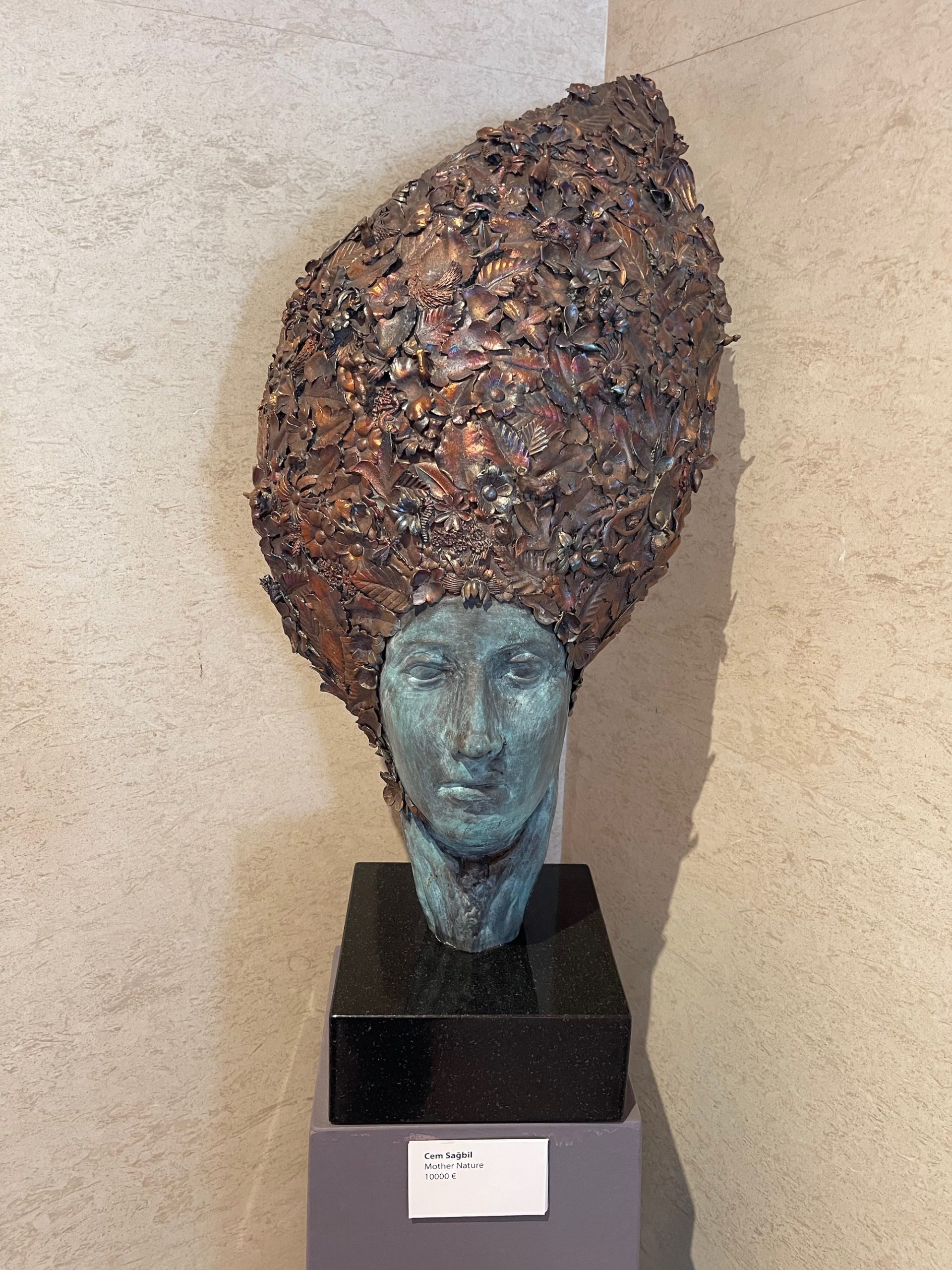 a sculpture of a woman's head