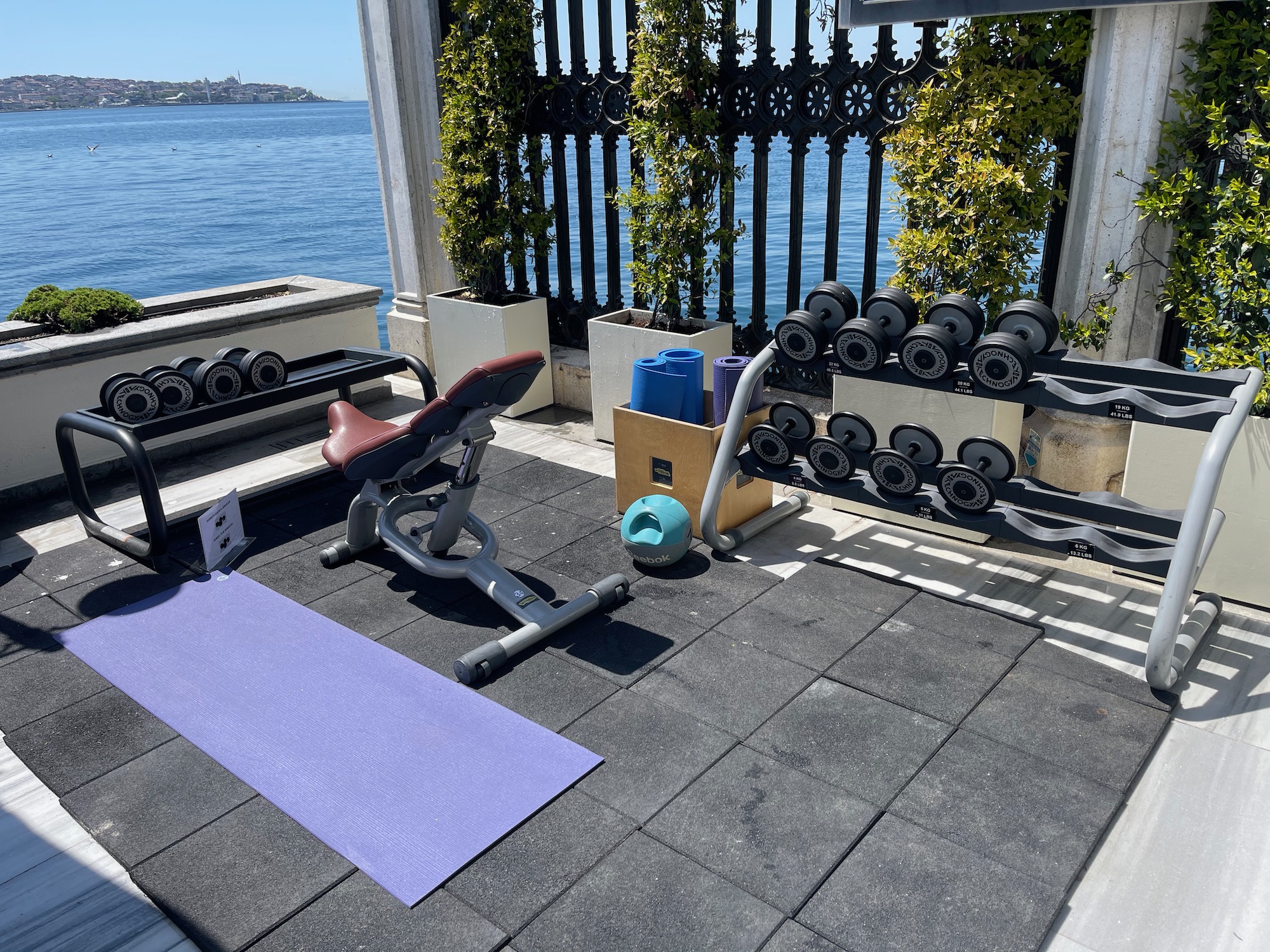 a exercise equipment on a patio