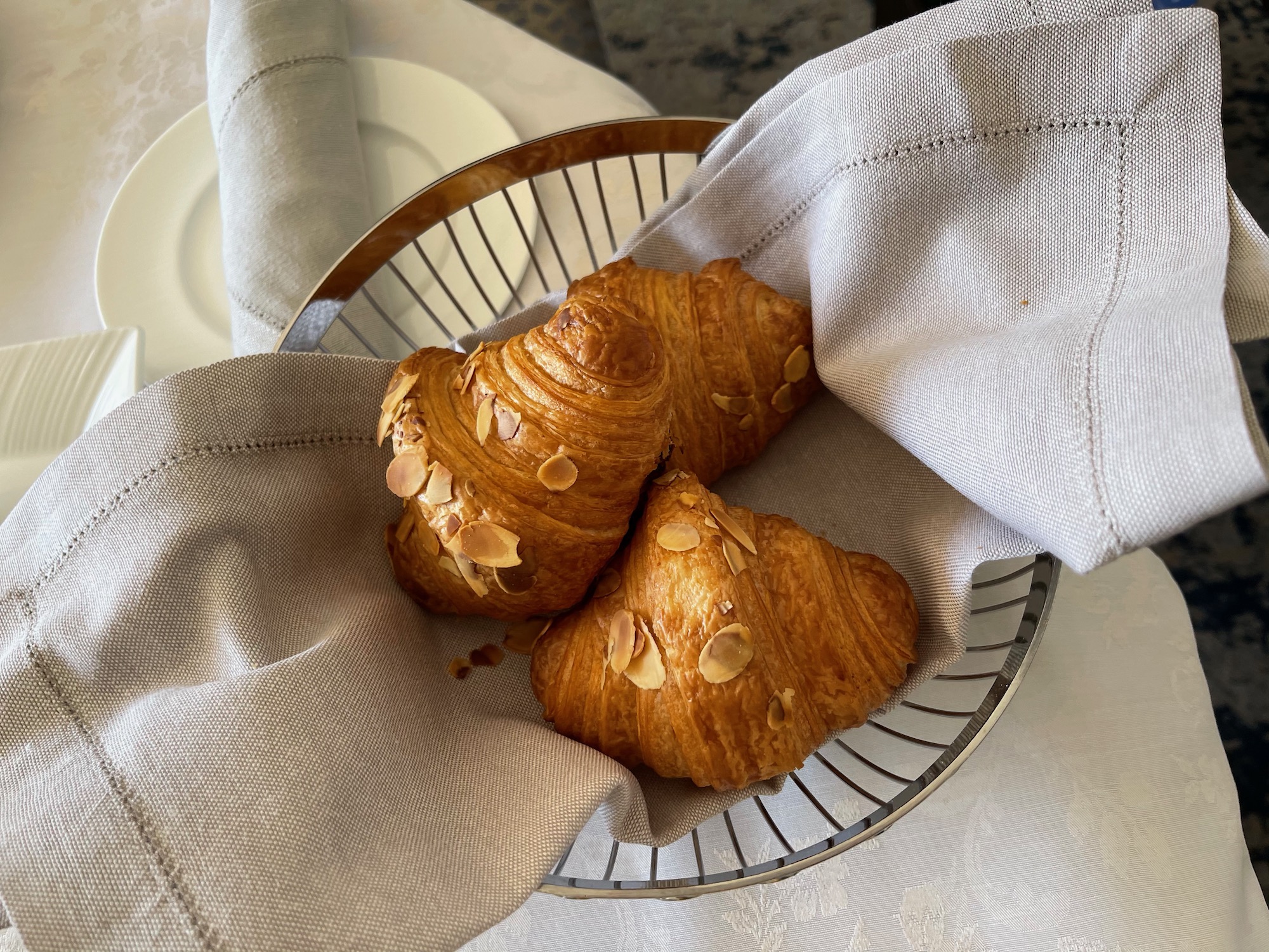 a croissants in a basket