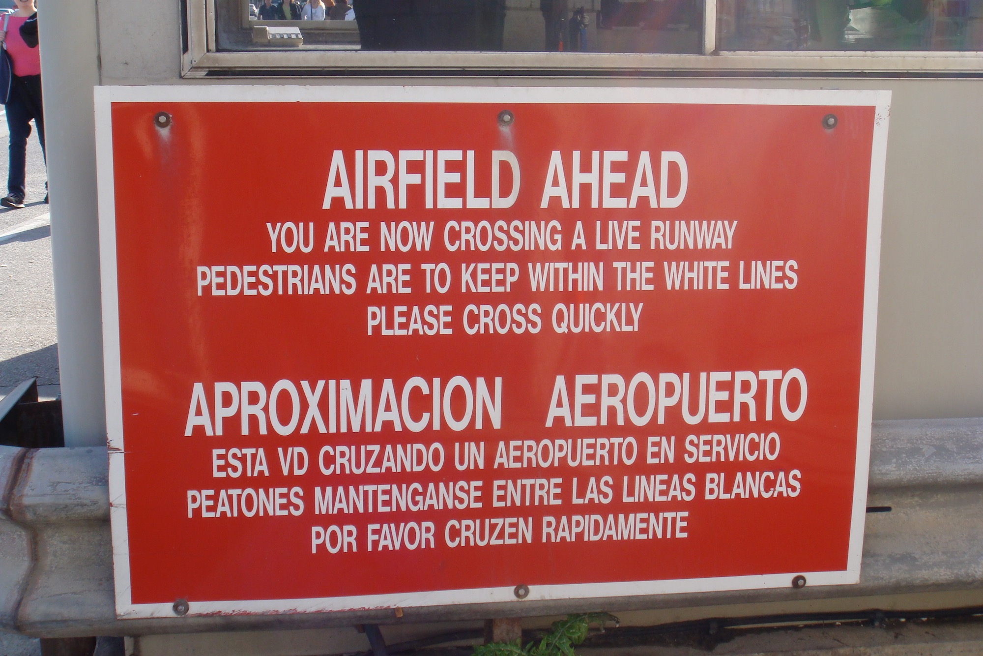 a red sign with white text