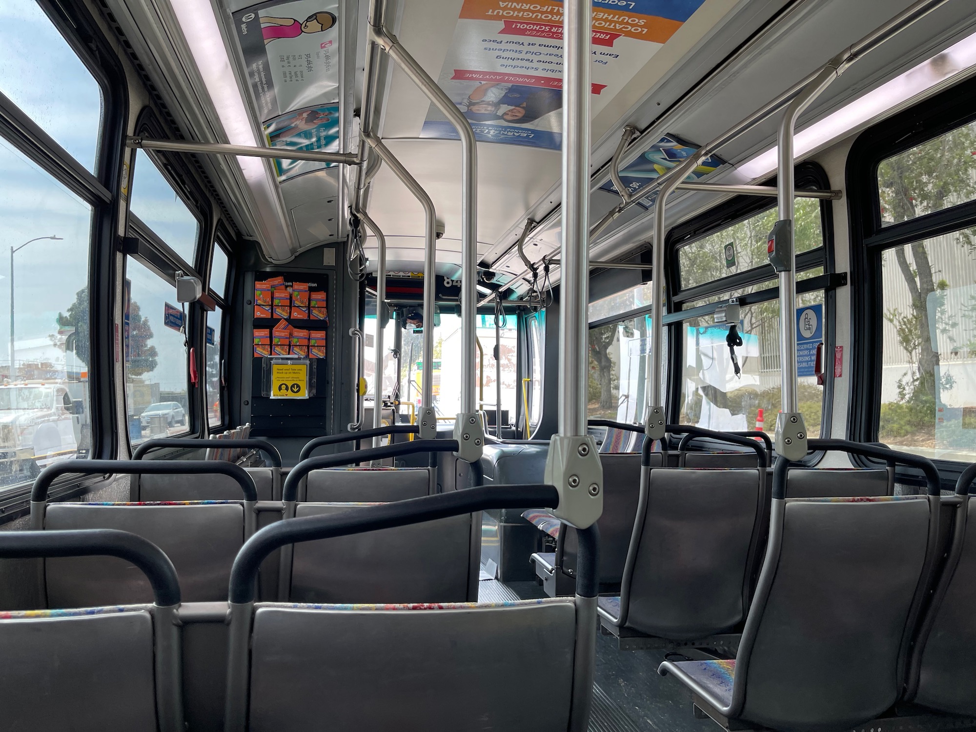 the inside of a bus