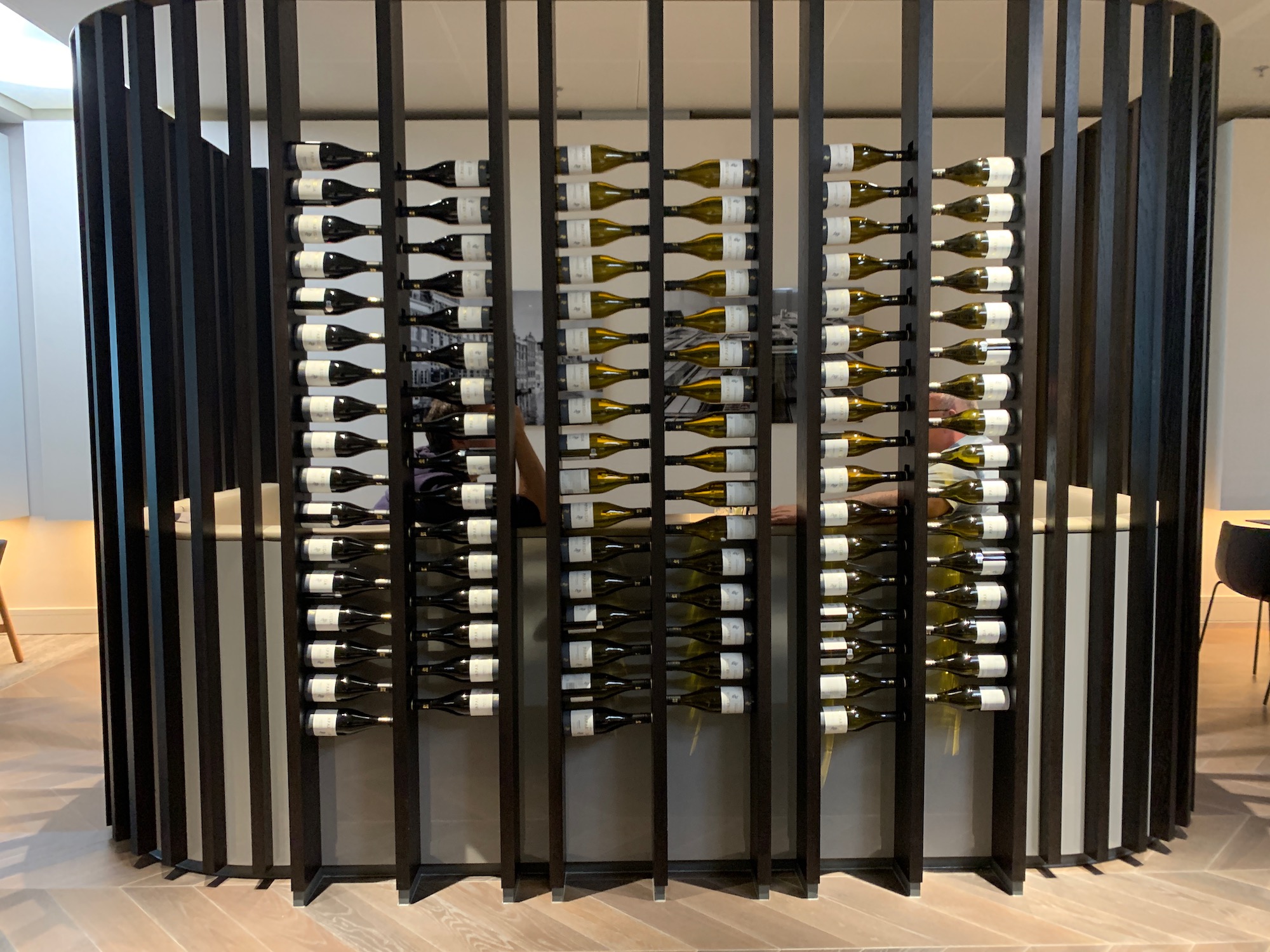 a rack of wine bottles