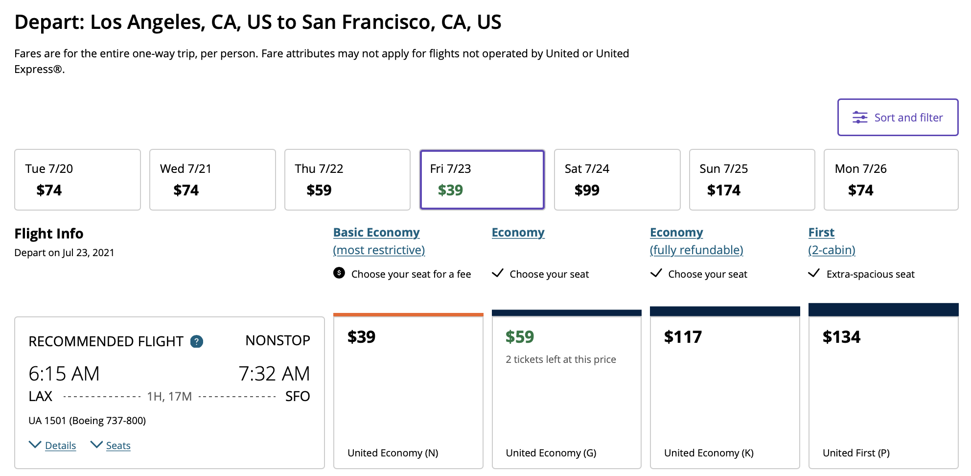 a screenshot of a flight schedule