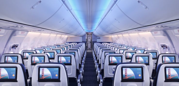 an airplane with rows of seats