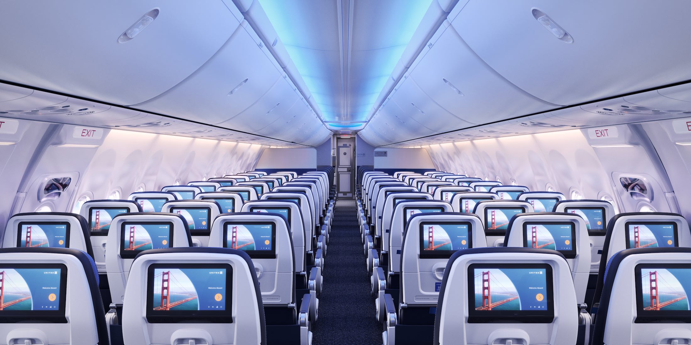 an airplane with rows of seats