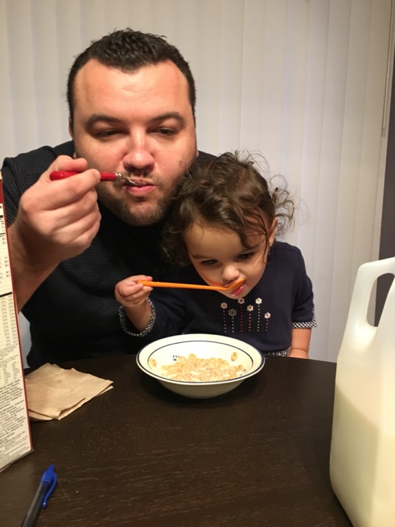 lucy eating cereal