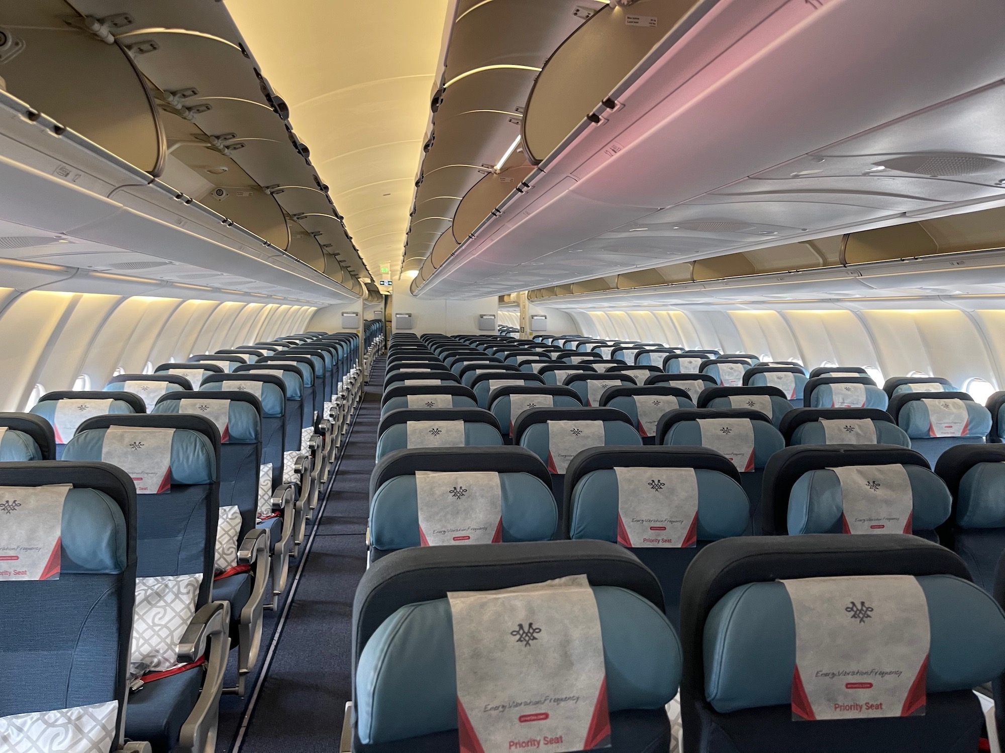 an airplane with seats and a row of seats