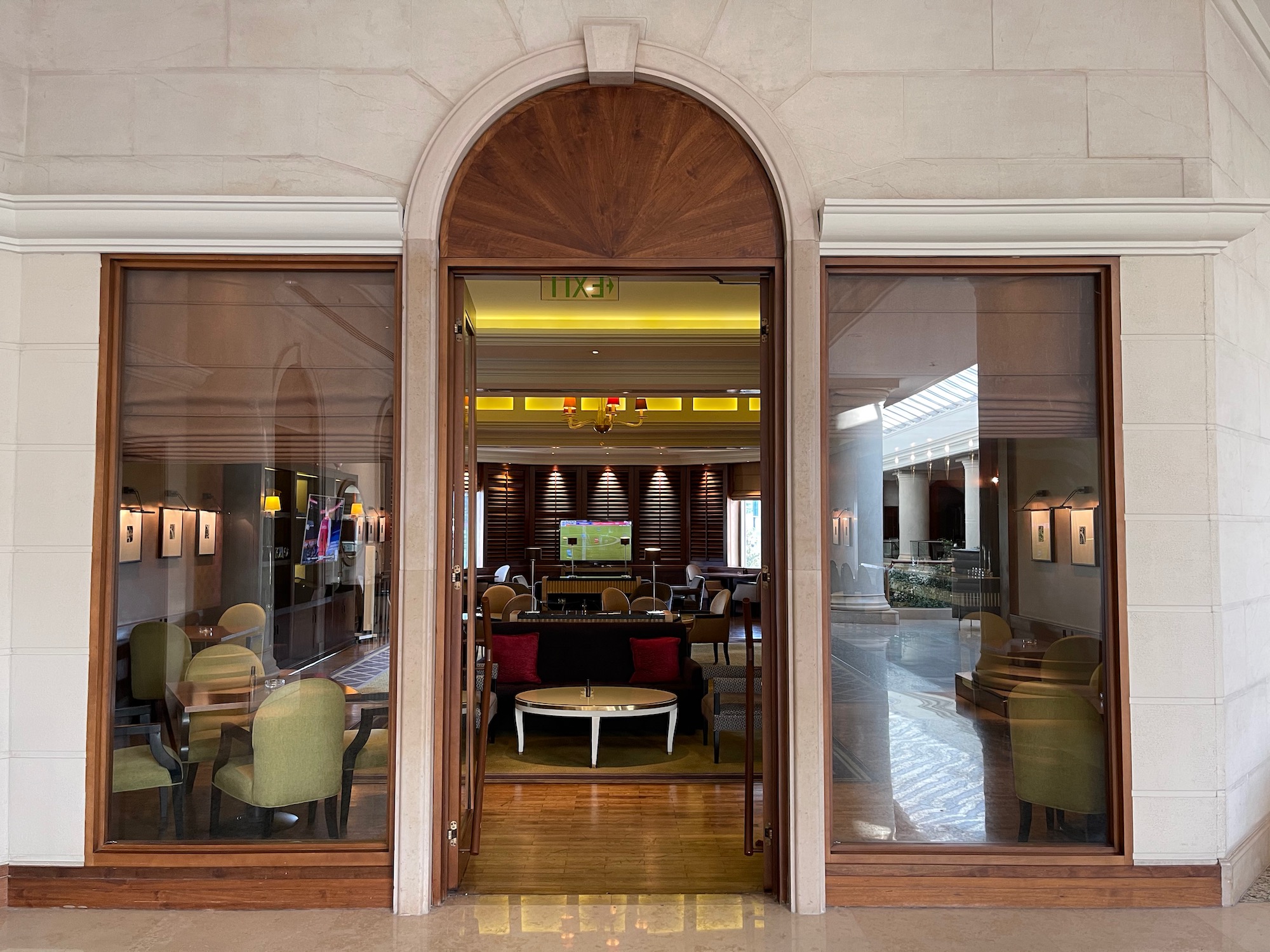 a glass doors with a large doorway