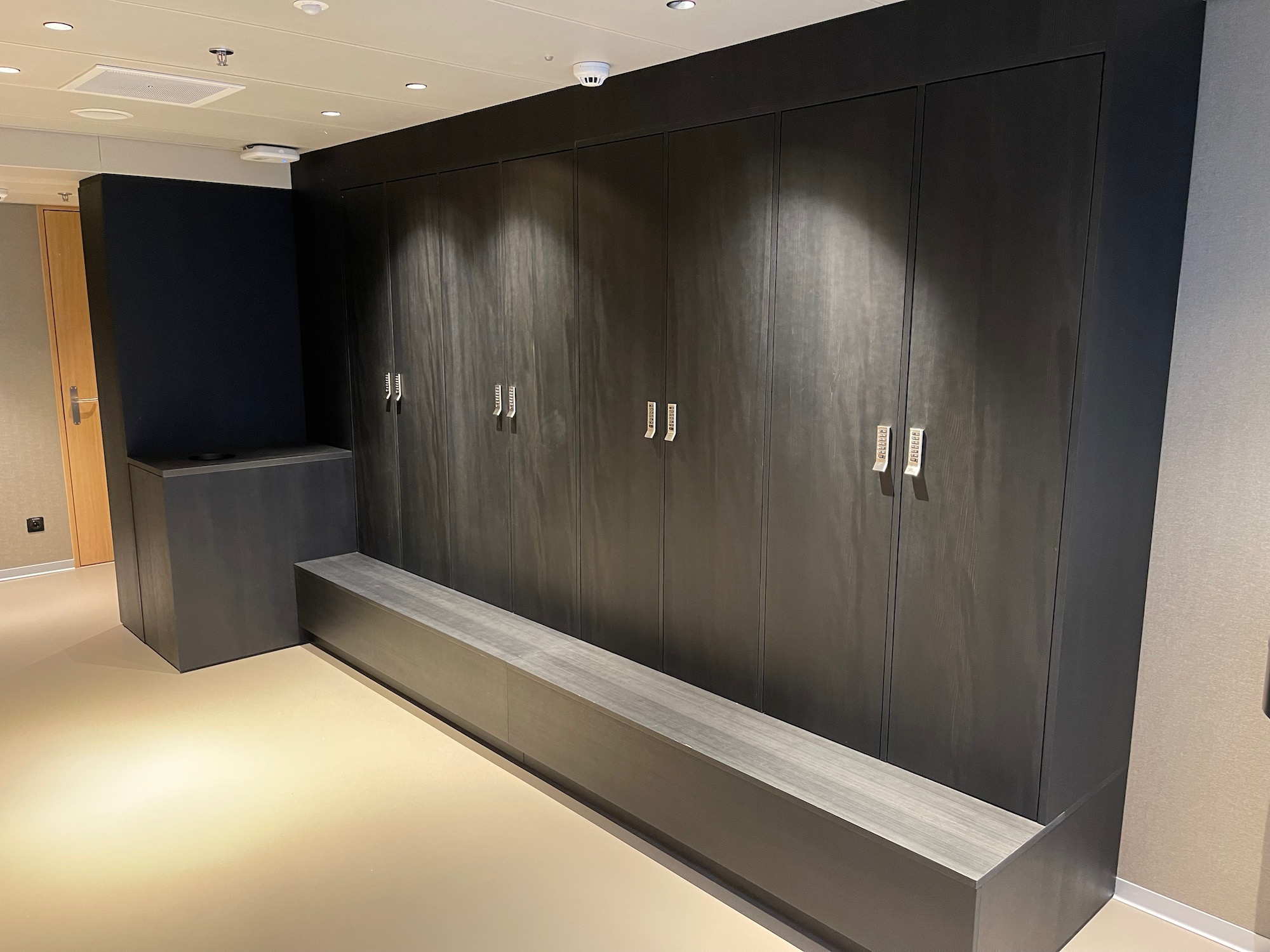 a black lockers in a room