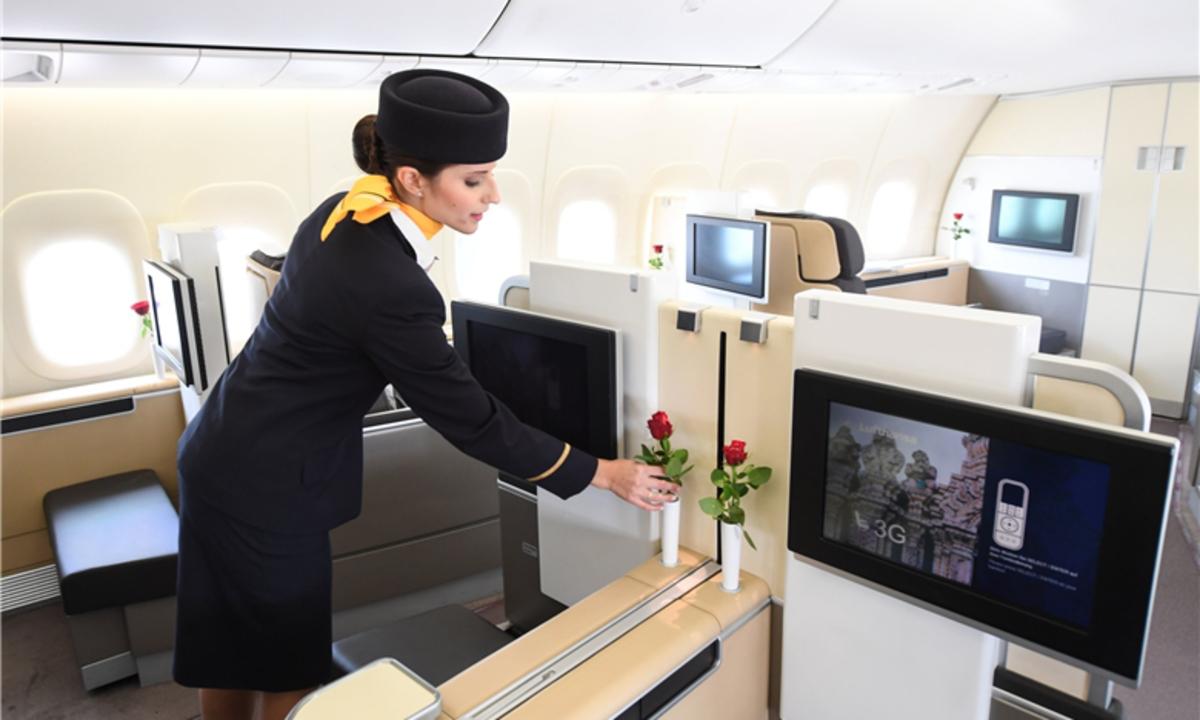 a woman in a flight attendant