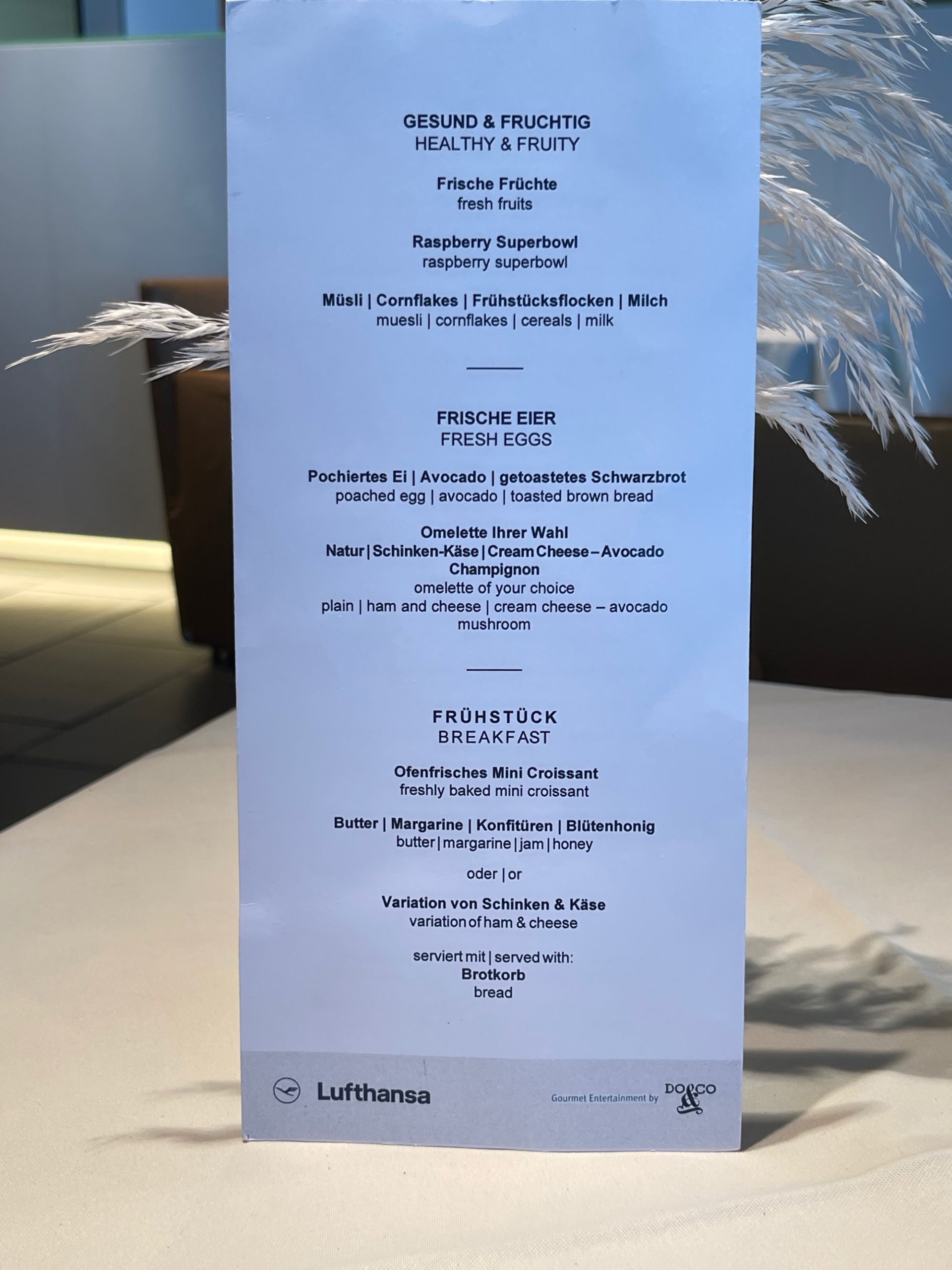 a menu on a table