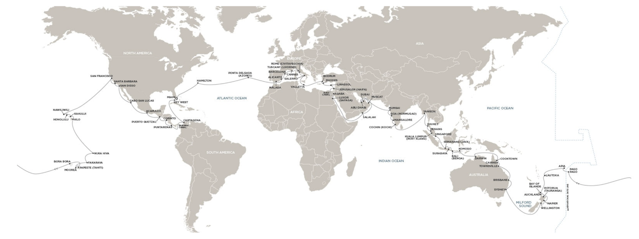 Regent World Cruise 2024 itinerary