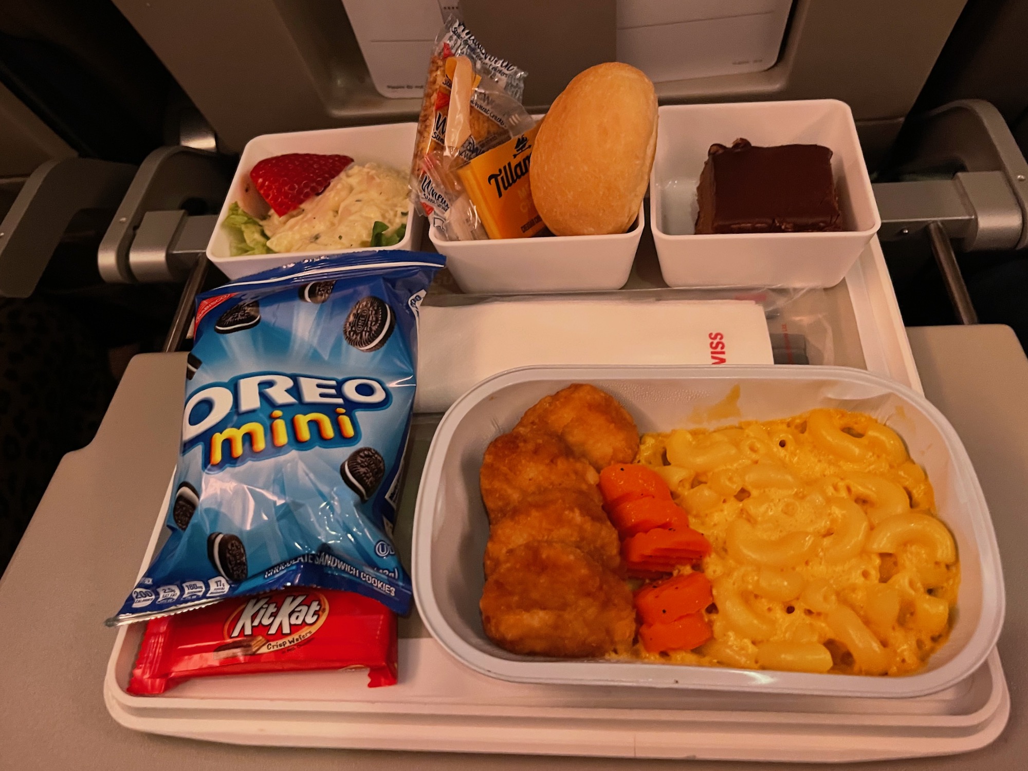 food on a tray on a plane