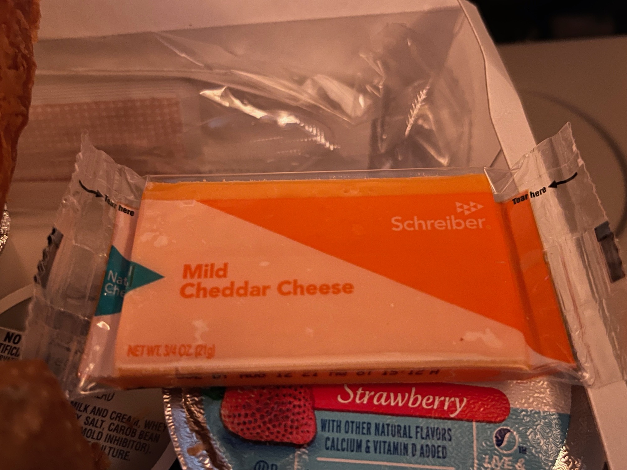 a package of cheese in a plastic wrapper