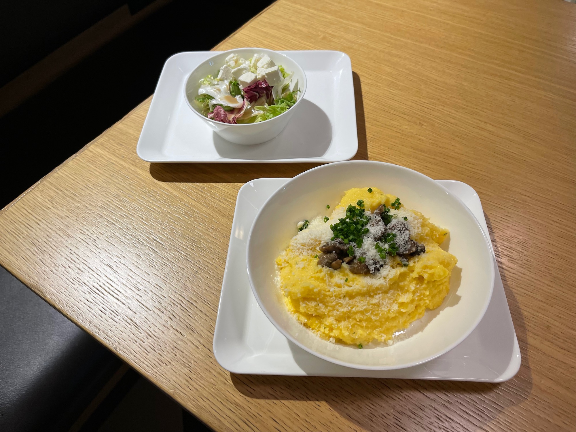 two plates of food on a table