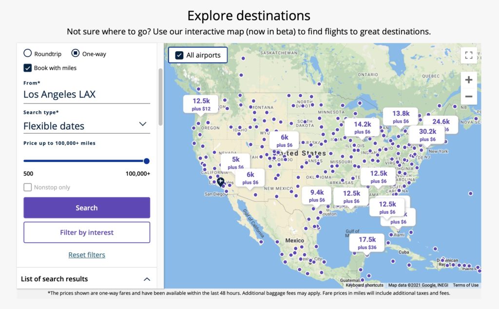United S Interactive Map Search Now Includes Award Travel Live And United Airlines Interactive Map Award Space 01 1024x633