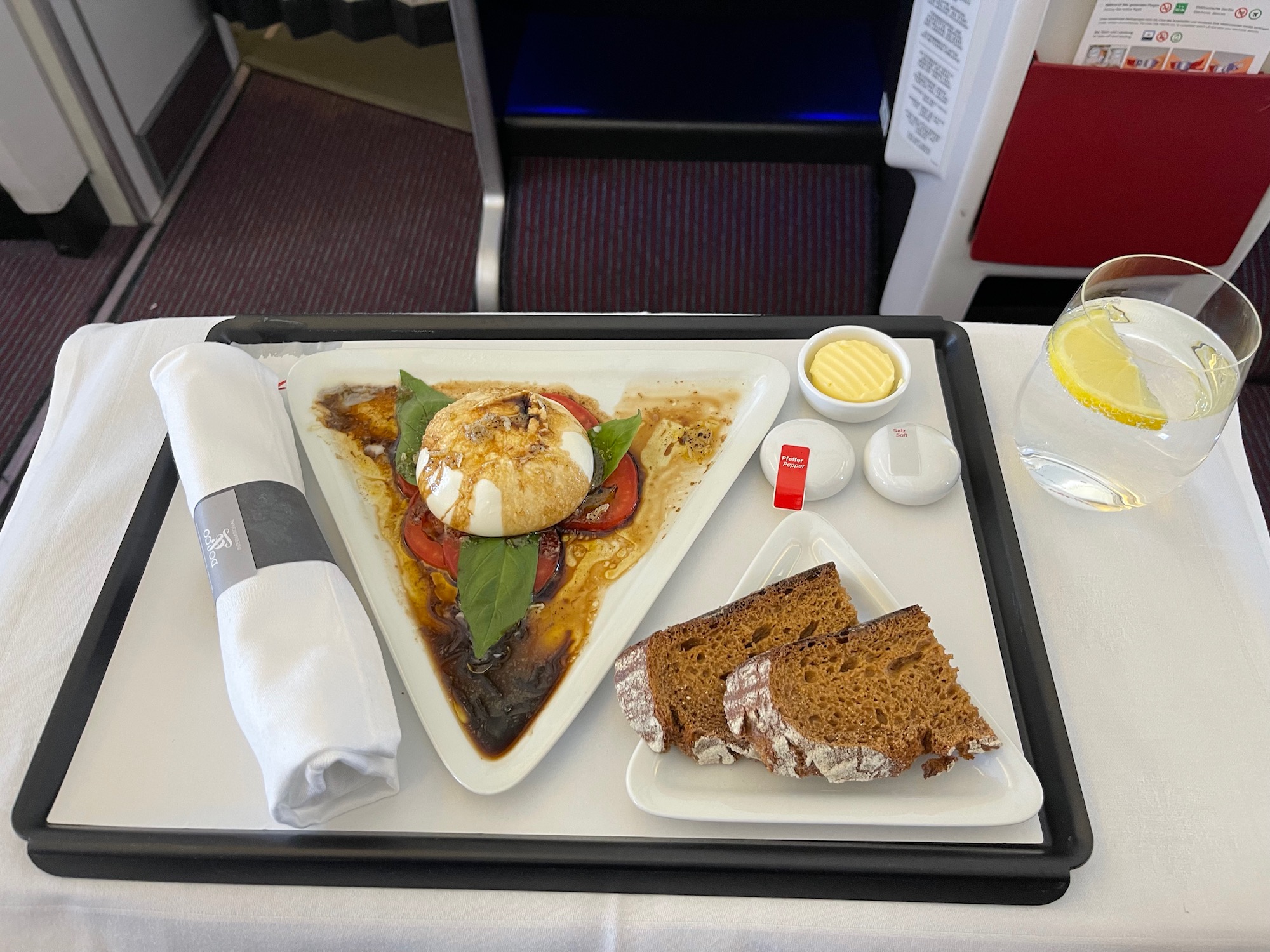 a tray with food on it