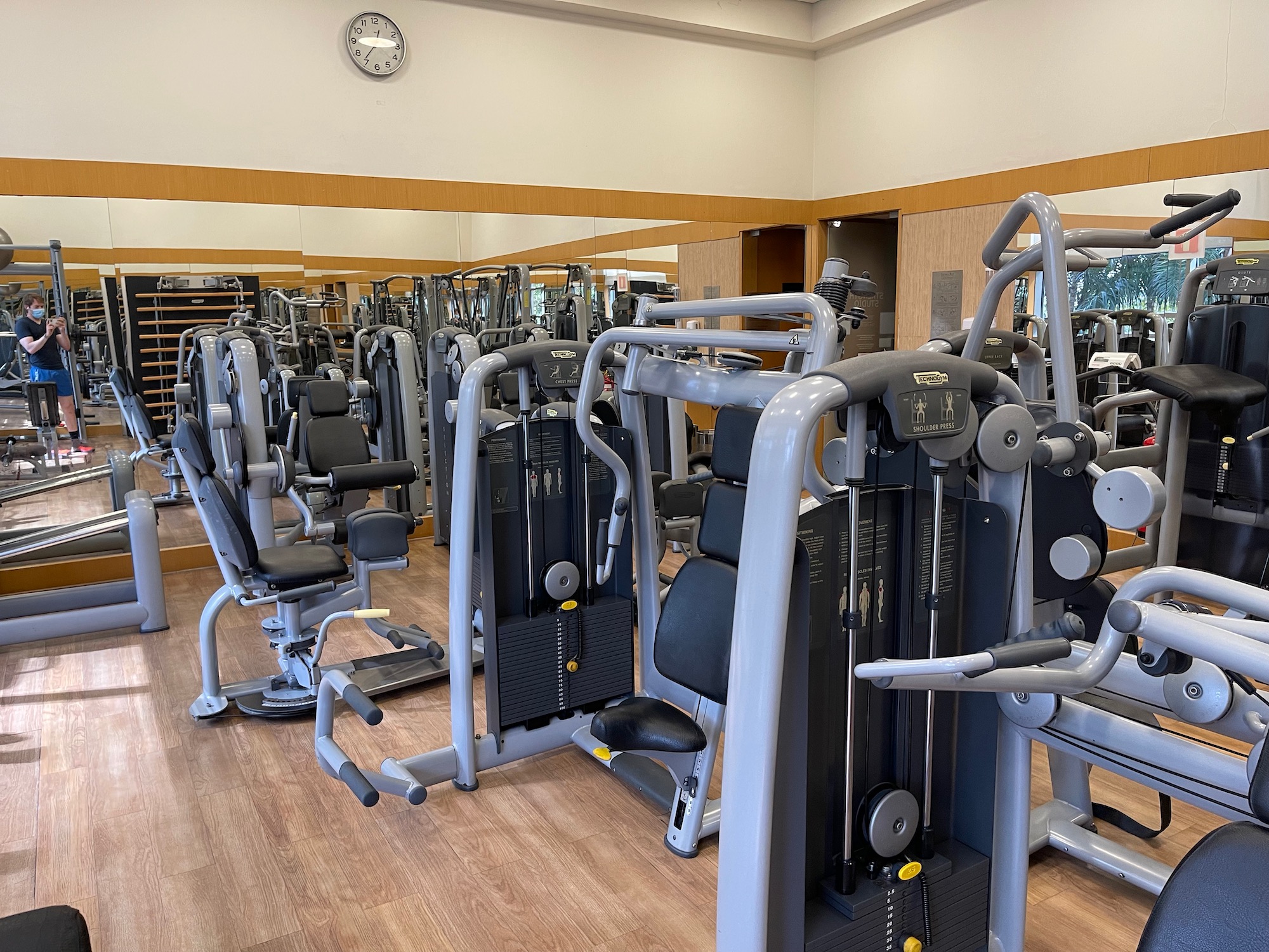 a room with gym equipment